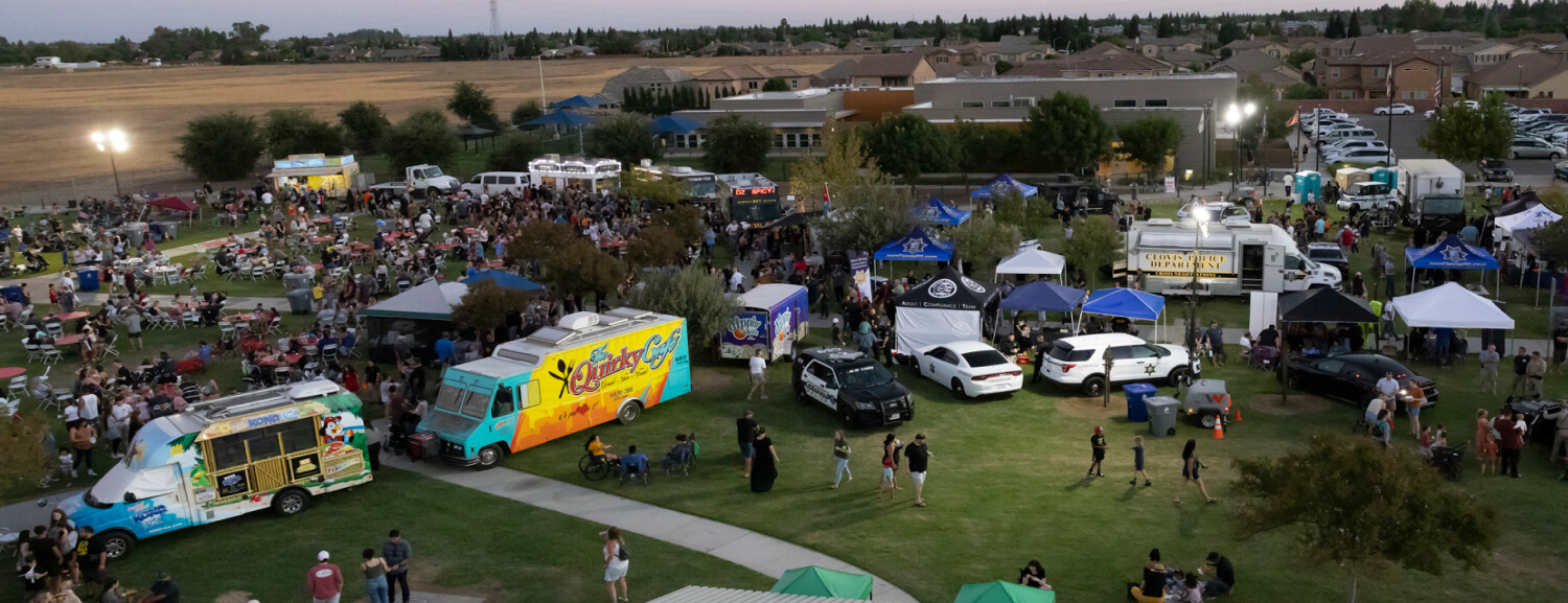 Drone aerial shot from Clovis Night Out